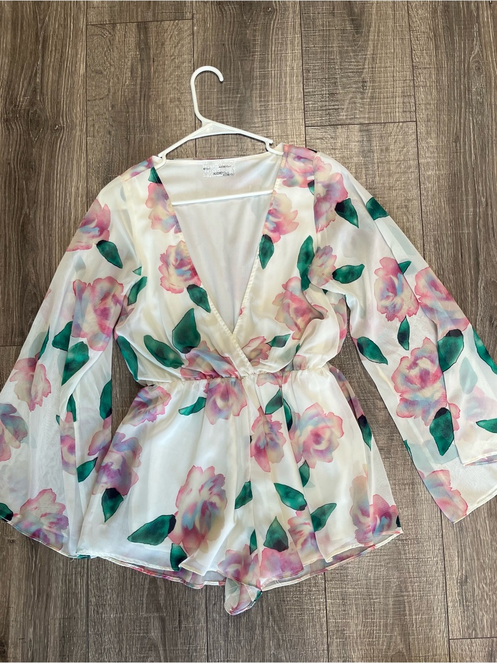Floral Romper in White with Pink & Green Print